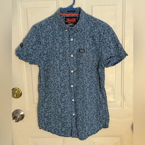 Superdry London Spirit Men’s Blue Short Sleeve Button Up Shirt